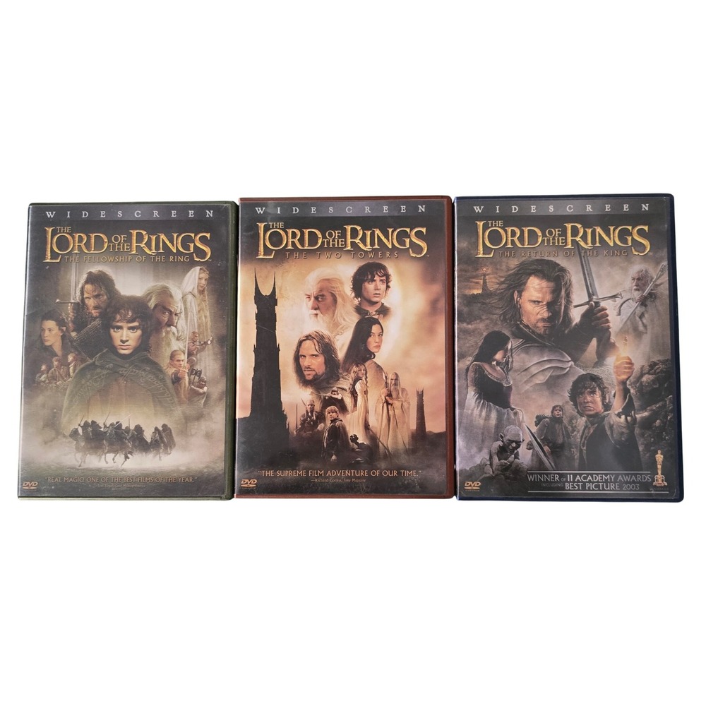 3 Lord of the Rings DVD Lot The Fellowship The Two Towers Return King Widescreen